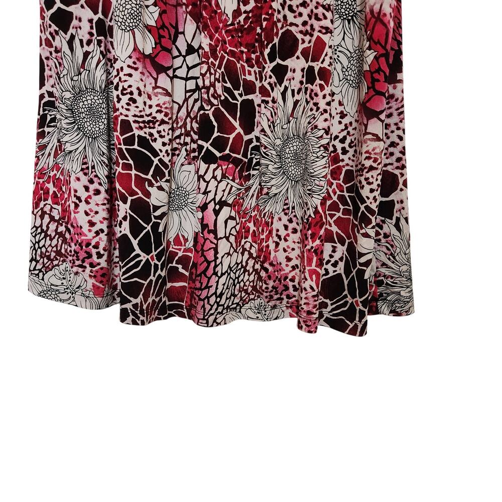 New Directions Red Floral Puff Sleeve Button Front Peasant Blouse Casual Top XL - Picture 4 of 9